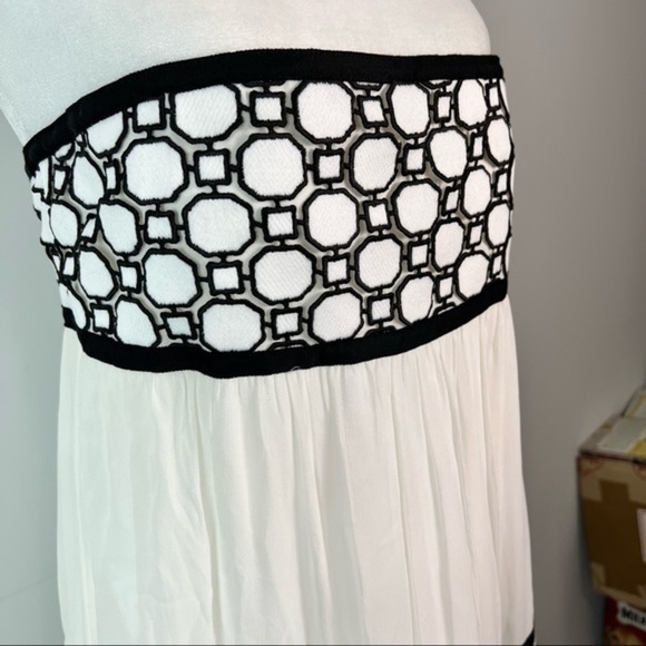 Tory Burch Christie Strapless Maxi Dress Size 4 White Black Silk Runway NWT - Picture 5 of 13